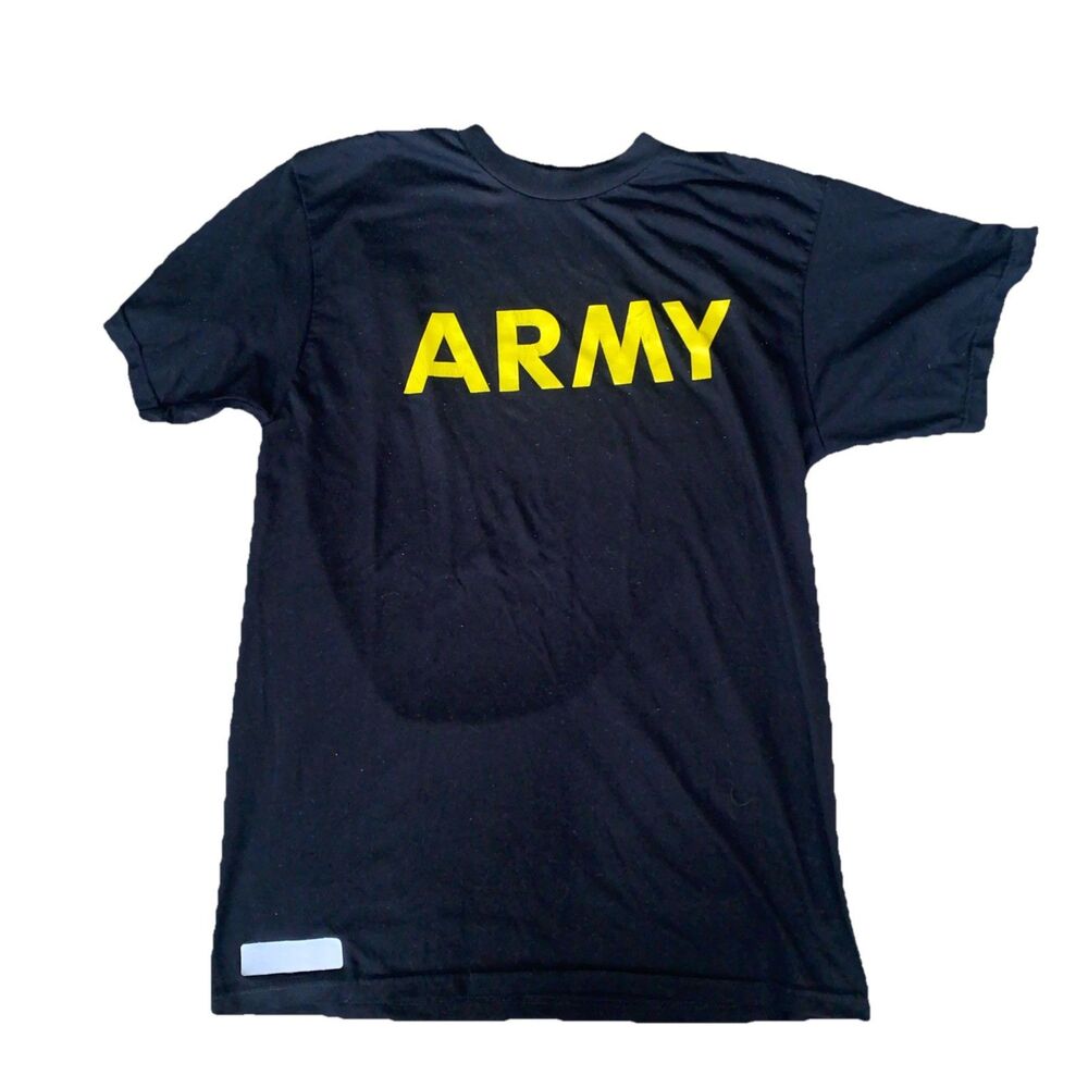 US Military Army Physical Fitness Uniform APFU Short Sleeve Shirt Black Medium